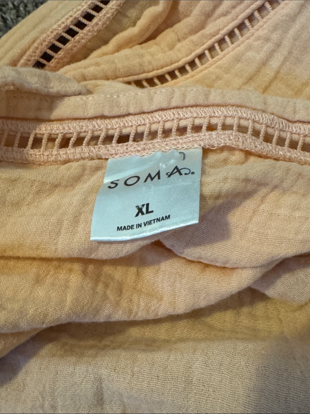 Soma Cotton Gauze Pajama Set| Peach| Cami-XL/ Bottoms-L - Picture 7 of 7